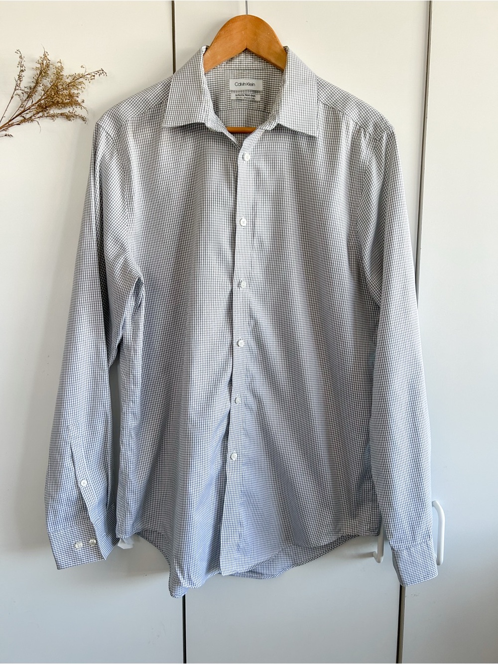 Calvin Klein Men's Long-Sleeve Check Dress Shirt • Sz 16